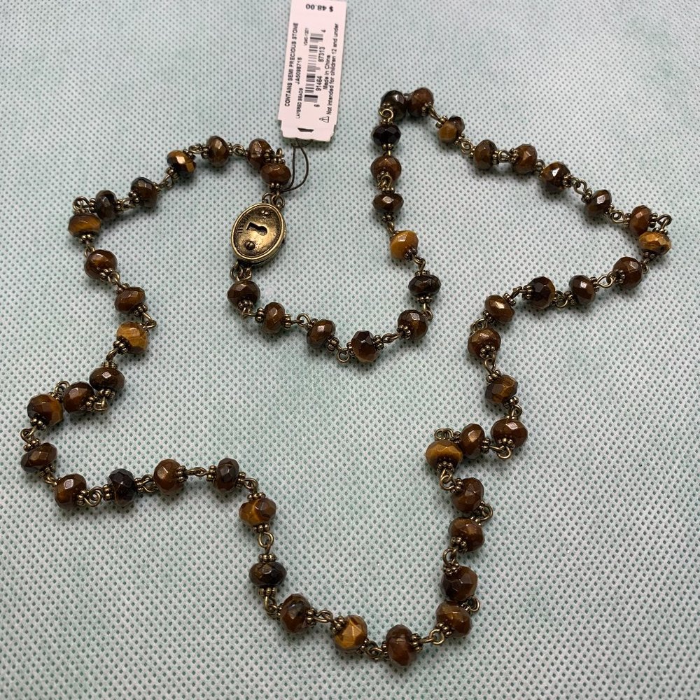 Fossil 30" Tiger's Eye Beaded Necklace. NWT. (17)
